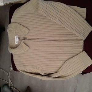 Jones New York Tan Wool Blend Zip Cardigan Sweater S